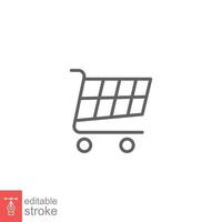 Shopping cart icon. Simple line style for web template and app. Shop, retail, trolley, basket, bag, store, online, buy, vector illustration design on white background. Editable stroke EPS 10.