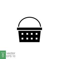 Shopping basket icon. Simple solid style for web template and app. Black silhouette symbol. Shop, cart, purchase, buy, retail, vector illustration design on white background. EPS 10.