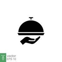 Tray icon. Simple solid style. Hand with a tray, waiter, Butler, platter, restaurant concept. Black silhouette, glyph symbol. Vector illustration isolated on white background. EPS 10.