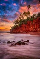 Seascape with cliff at sunset in Thailand. Nature and travel concept. photo