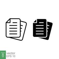 Document line and solid icon. Outline and glyph symbol. Note, information, paper, sheet, pictogram, contract, copy concept. Page file, list text vector illustration isolated for web design. EPS 10.