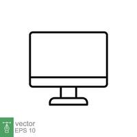 Monitor line icon. Simple outline style. Screen, tv, desktop computer display concept. Vector illustration isolated on white background. EPS 10.