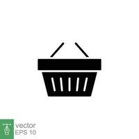 Shopping basket icon. Simple solid style for web template and app. Black silhouette symbol. Shop, cart, purchase, buy, retail, vector illustration design on white background. EPS 10.