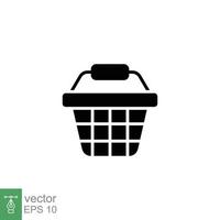 Shopping basket icon. Simple solid style for web template and app. Black silhouette symbol. Shop, cart, purchase, buy, retail, vector illustration design on white background. EPS 10.