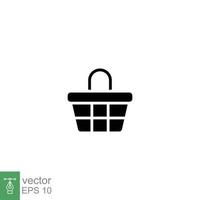 Shopping basket icon. Simple solid style for web template and app. Black silhouette symbol. Shop, cart, purchase, buy, retail, vector illustration design on white background. EPS 10.