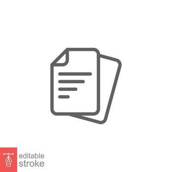 Document line icon. Simple outline style. Note, information, paper, sheet, pictogram, contract, copy concept. Page file, list text vector illustration isolated for web design. Editable stroke EPS 10.