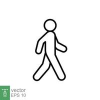 Walk line icon. Simple outline style. Pedestrian, man, pictogram, human, side, walkway concept symbol. Vector illustration isolated on white background. EPS 10.