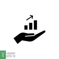 Hand and profit icon. Solid style for web template and app. Future, pick, revenue, business, achievement, chart, diagram, vector illustration design on white background. EPS 10.