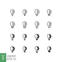 Idea icon. Simple flat style. Set of innovation icons. Lightbulb with gear wheel. Creative, digital disruption concept. Vector illustration isolated on white background. EPS 10.