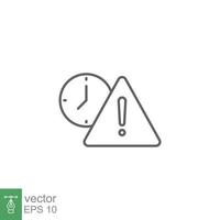 Expiry line icon. Simple outline style for web and app. Alert, alarm, clock circular with exclamation mark concept. Vector illustration isolated on white background. Editable stroke EPS 10.