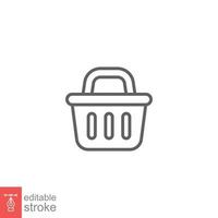 Shopping basket icon. Simple line style for web template and app. Shop, cart, bag, store, online, purchase, buy, retail, vector illustration design on white background. Editable stroke EPS 10.