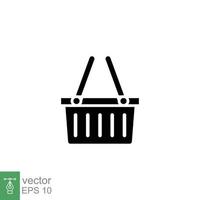 Shopping basket icon. Simple solid style for web template and app. Black silhouette symbol. Shop, cart, purchase, buy, retail, vector illustration design on white background. EPS 10.