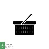 Shopping basket icon. Simple solid style for web template and app. Black silhouette symbol. Shop, cart, purchase, buy, retail, vector illustration design on white background. EPS 10.