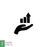 Hand and profit icon. Solid style for web template and app. Future, pick, revenue, business, achievement, chart, diagram, vector illustration design on white background. EPS 10.