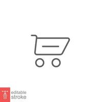 Shopping cart icon. Simple line style for web template and app. Shop, retail, trolley, basket, bag, store, online, buy, vector illustration design on white background. Editable stroke EPS 10.