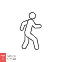 Walk line icon. Simple outline style. Pedestrian, man, pictogram, human, side, walkway concept symbol. Vector illustration isolated on white background. Editable stroke EPS 10.