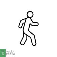 Walk line icon. Simple outline style. Pedestrian, man, pictogram, human, side, walkway concept symbol. Vector illustration isolated on white background. EPS 10.