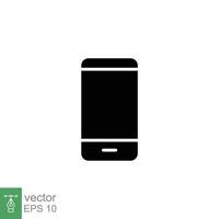 Mobile phone icon. Simple solid style. Minimal smartphone, telephone, cell phone, technology concept. Black silhouette, glyph symbol. Vector illustration isolated on white background. EPS 10.