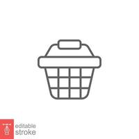 Shopping basket icon. Simple line style for web template and app. Shop, cart, bag, store, online, purchase, buy, retail, vector illustration design on white background. Editable stroke EPS 10.