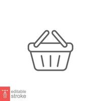 Shopping basket icon. Simple line style for web template and app. Shop, cart, bag, store, online, purchase, buy, retail, vector illustration design on white background. Editable stroke EPS 10.