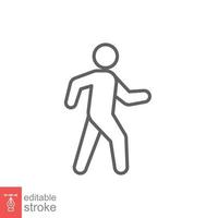 Walk line icon. Simple outline style. Pedestrian, man, pictogram, human, side, walkway concept symbol. Vector illustration isolated on white background. Editable stroke EPS 10.