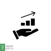 Hand and profit icon. Solid style for web template and app. Future, pick, revenue, business, achievement, chart, diagram, vector illustration design on white background. EPS 10.