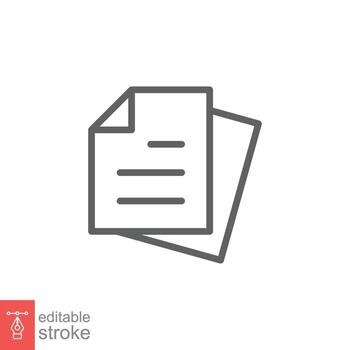 Document line icon. Simple outline style. Note, information, paper, sheet, pictogram, contract, copy concept. Page file, list text vector illustration isolated for web design. Editable stroke EPS 10.