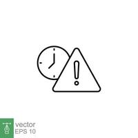 expiración línea icono. sencillo contorno estilo para web y aplicación alerta, alarma, reloj circular con exclamación marca concepto. vector ilustración aislado en blanco antecedentes. eps 10