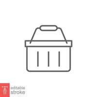 Shopping basket icon. Simple line style for web template and app. Shop, cart, bag, store, online, purchase, buy, retail, vector illustration design on white background. Editable stroke EPS 10.