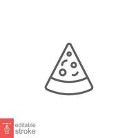 Pizza slice line icon. Simple outline style. Pizza, fast food, junk food, take way, kitchen, restaurant concept. Vector illustration isolated on white background. Editable stroke EPS 10.