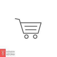 Shopping cart icon. Simple line style for web template and app. Shop, retail, trolley, basket, bag, store, online, buy, vector illustration design on white background. Editable stroke EPS 10.