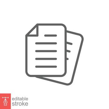 Document line icon. Simple outline style. Note, information, paper, sheet, pictogram, contract, copy concept. Page file, list text vector illustration isolated for web design. Editable stroke EPS 10.