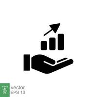 Hand and profit icon. Solid style for web template and app. Future, pick, revenue, business, achievement, chart, diagram, vector illustration design on white background. EPS 10.