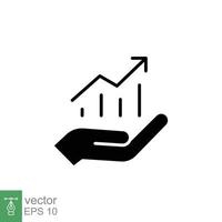 Hand and profit icon. Solid style for web template and app. Future, pick, revenue, business, achievement, chart, diagram, vector illustration design on white background. EPS 10.