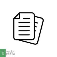 Document line icon. Simple outline style. Note, information, paper, sheet, pictogram, contract, copy concept. Page file, list text vector illustration isolated for web design. EPS 10.