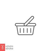 Shopping basket icon. Simple line style for web template and app. Shop, cart, bag, store, online, purchase, buy, retail, vector illustration design on white background. Editable stroke EPS 10.