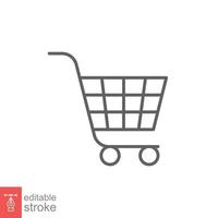 Shopping cart icon. Simple line style for web template and app. Shop, retail, trolley, basket, bag, store, online, buy, vector illustration design on white background. Editable stroke EPS 10.