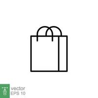 Shopping bag icon. Simple outline style. Paper bag line symbol. Shop, cart, store, online, purchase, buy, retail, vector illustration design on white background. EPS 10.