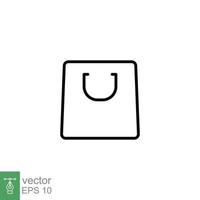 Shopping bag icon. Simple outline style. Paper bag line symbol. Shop, cart, store, online, purchase, buy, retail, vector illustration design on white background. EPS 10.