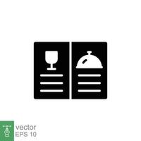 Food menu card icon. Simple solid style. Booklet, menu book, restaurant concept. Black silhouette, glyph symbol. Vector illustration isolated on white background. EPS 10.