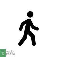 caminar icono. sencillo sólido estilo. peatonal, caminando hombre, pictograma, humano, lado, pasarela concepto. negro silueta, glifo símbolo. vector ilustración aislado en blanco antecedentes. eps 10