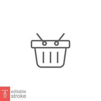 Shopping basket icon. Simple line style for web template and app. Shop, cart, bag, store, online, purchase, buy, retail, vector illustration design on white background. Editable stroke EPS 10.