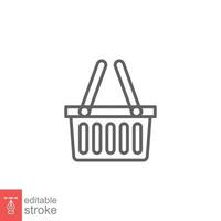 Shopping basket icon. Simple line style for web template and app. Shop, cart, bag, store, online, purchase, buy, retail, vector illustration design on white background. Editable stroke EPS 10.