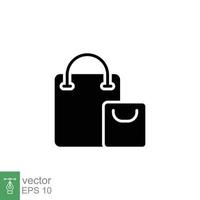 Paper bags icon. Simple solid style. Black silhouette, glyph symbol. Shop, cart, store, online, purchase, buy, retail, vector illustration design on white background. EPS 10.