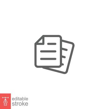 Document line icon. Simple outline style. Note, information, paper, sheet, pictogram, contract, copy concept. Page file, list text vector illustration isolated for web design. Editable stroke EPS 10.