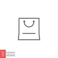 Shopping bag icon. Simple outline style. Paper bag line symbol. Shop, cart, store, online, purchase, buy, retail, vector illustration design on white background. Editable stroke EPS 10.