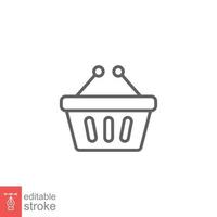 Shopping basket icon. Simple line style for web template and app. Shop, cart, bag, store, online, purchase, buy, retail, vector illustration design on white background. Editable stroke EPS 10.