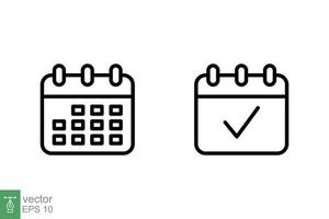 calendario línea icono. sencillo contorno estilo. fecha, planificador, pictograma, día, mes, cronograma, hora evento organizador símbolo concepto. vector ilustración aislado en blanco antecedentes. eps 10