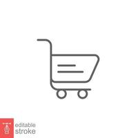 Shopping cart icon. Simple line style for web template and app. Shop, retail, trolley, basket, bag, store, online, buy, vector illustration design on white background. Editable stroke EPS 10.