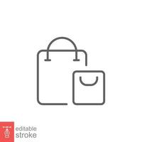 Paper bags icon. Simple outline style. Thin line symbol. Shop, cart, store, online, purchase, buy, retail, vector illustration design on white background. Editable stroke EPS 10.